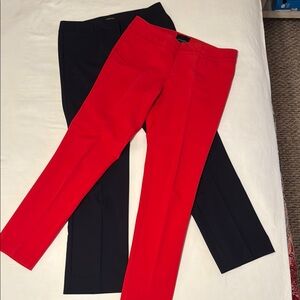 2 pair of straight legged ankle length pants size 6.  EUC.  1 red, 1 deep navy.